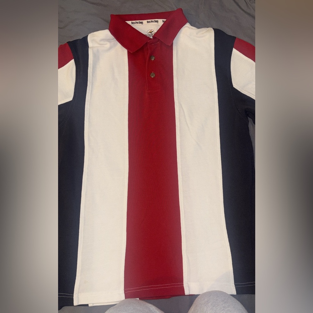 Bass Pro Shops Red, White, and Blue Polo Shirt
